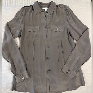 Banana Republic Taupe Button-Up Blouse